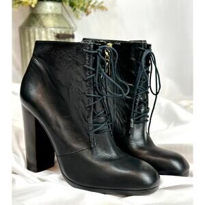 Elizabeth & James E-Chaps Black Leather Lace Booties Black 8.5